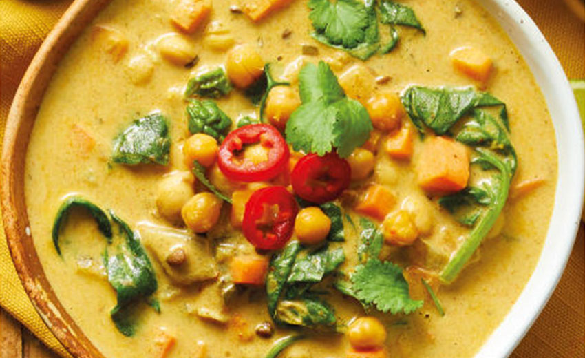 Creamy Spiced Chickpea Soup with Coconut & Lime